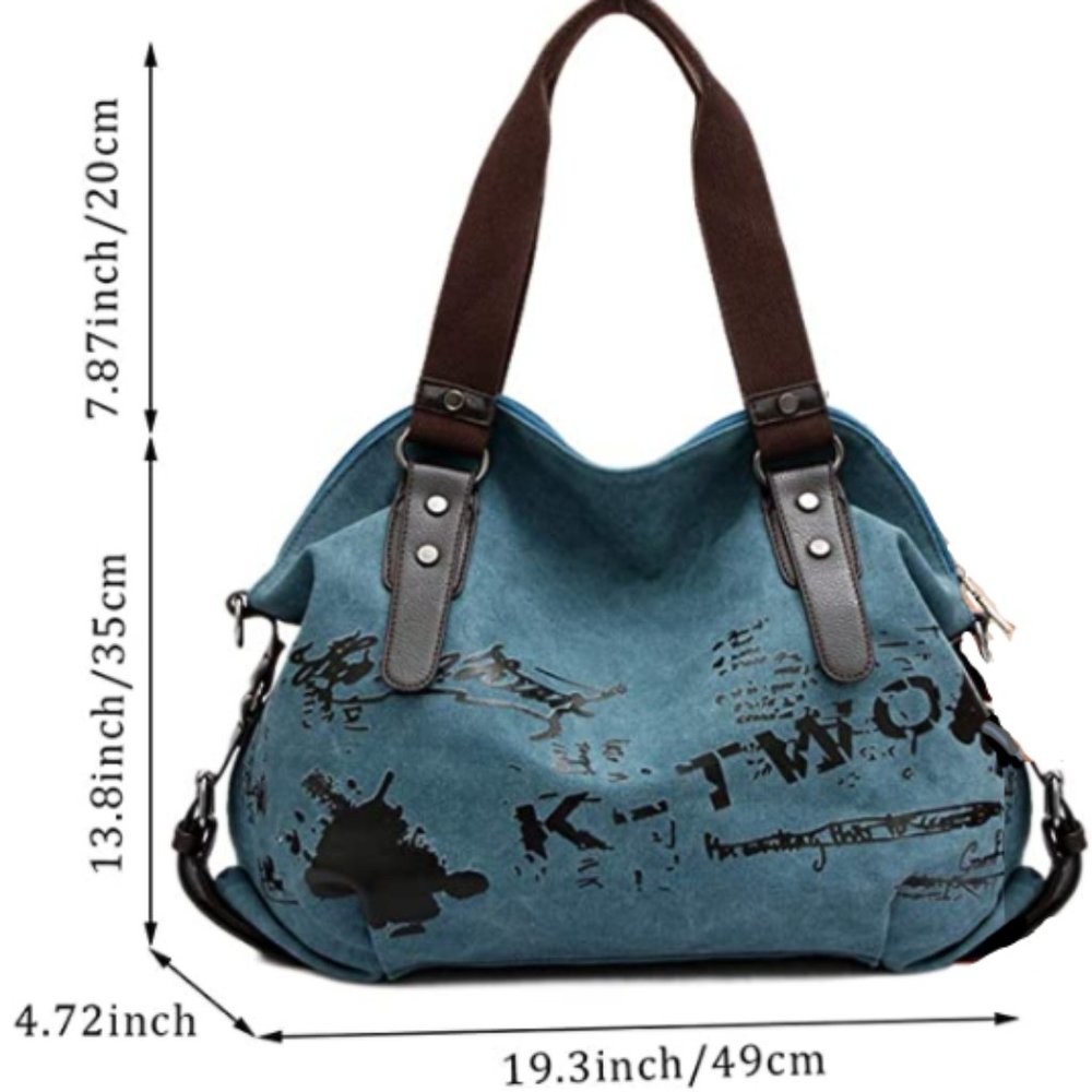 π Edgy Vintage Hobo Canvas Shoulder Bag - Picture 5 of 6